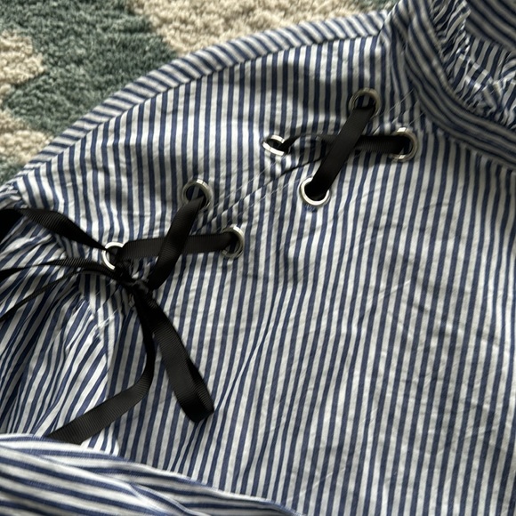 ZARA STRIPED SHIRT WITH RIBBONS XS - Picture 3 of 5